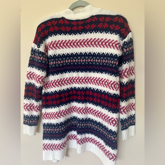 ST JOHN'S BAY Red White Blue Patterned Cardigan Sweater XS - Picture 2 of 8